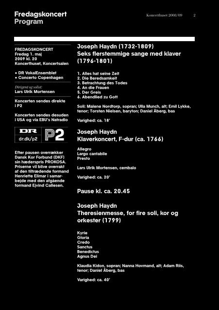 DR VokalEnsemblet Concerto Copenhagen Fredagskoncert 1. maj ...