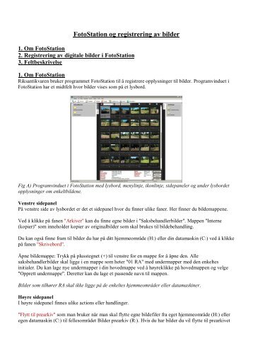 FotoStation og registrering av bilder - Riksantikvaren Intranett