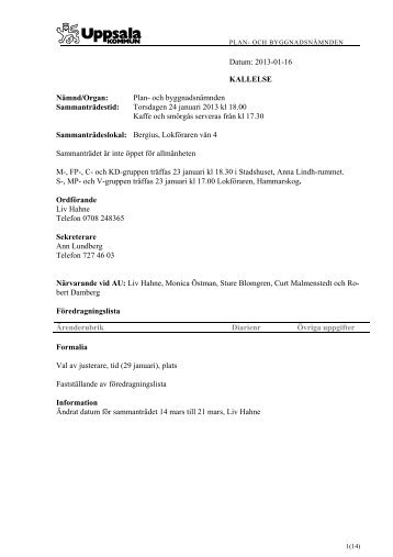 Foredragningslista 130124.pdf - Uppsala kommun