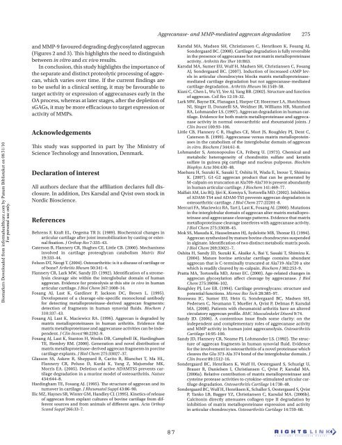 Identification of important interactions between subchondral bone ...