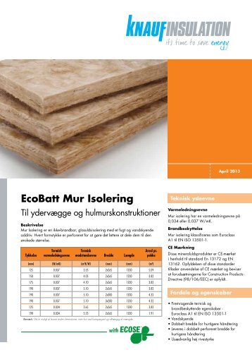 EcoBatt Mur Isolering - Knauf Insulation