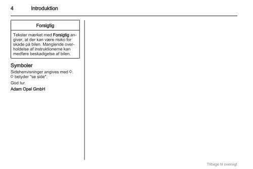 Se bilens instruktionsbog - Opel.dk