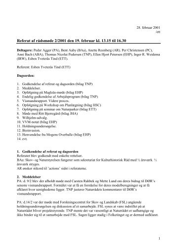 Referat af rådsmøde 2/2001 den 19. februar kl. 13.15 til ... - Naturrådet