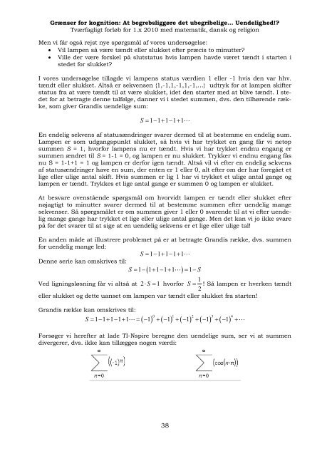 MATEMATIK OG UENDELIGHED - Uvmat