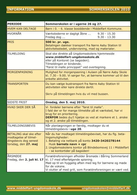 SOMMERSKOLEN - Middelfart Ungdomsskole