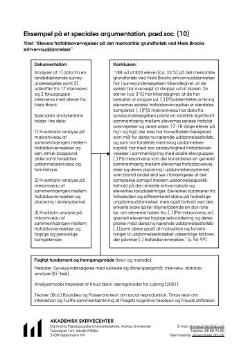 Eksempel på et speciales argumentation, pæd.soc. (10)