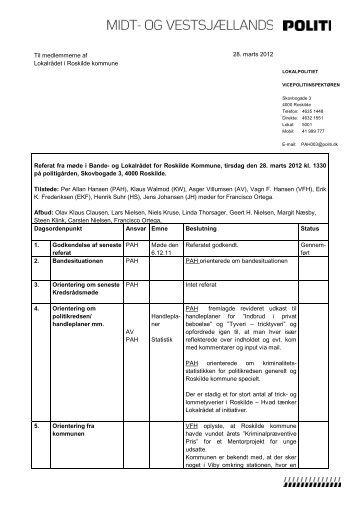 og Lokalrådet for Roskilde Kommune - Politi