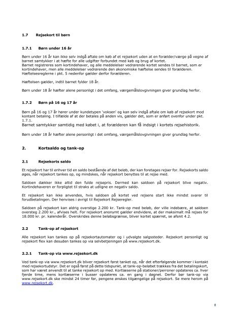 Rejsekort kortbestemmelser (gældende fra 22-05-2013)