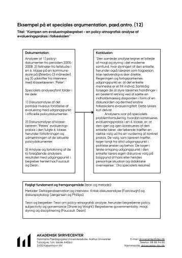 Eksempel på et speciales argumentation, pæd.antro. (12)