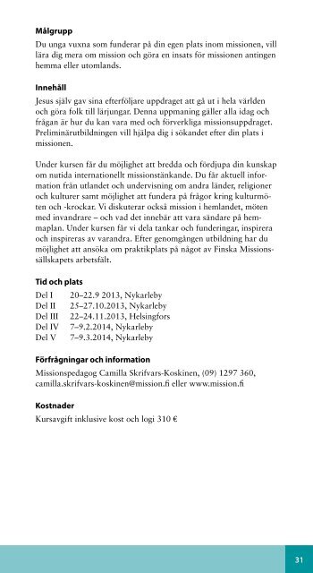 Kyrkans svenska personalutbildning 2013 - Kristliga Folkhögskolan i ...