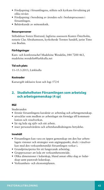 Kyrkans svenska personalutbildning 2013 - Kristliga Folkhögskolan i ...