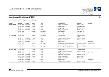 Bericht - Stundenplan