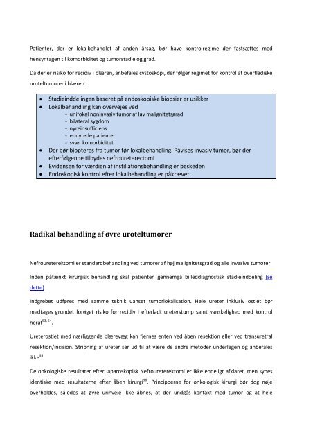 Kliniske retningslinier for uroteliale tumorer i øvre urinveje