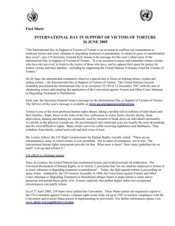 Fact Sheet International Day in Support of Victims of Torture