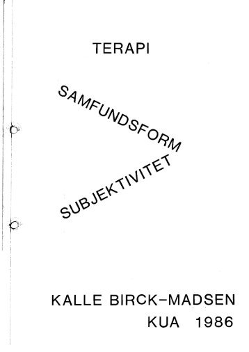 Terapi, samfundsform, subjektivitet - Gaderummet