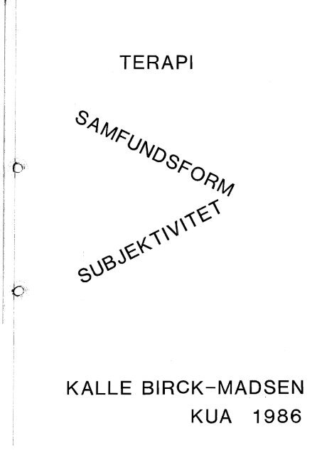 Terapi, samfundsform, subjektivitet - Gaderummet