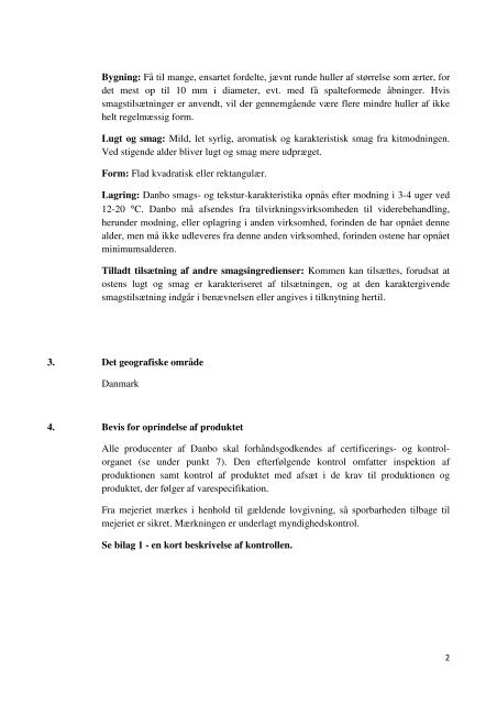 Varespecifikation for DANBO revideret juli 2011 - Fødevarestyrelsen