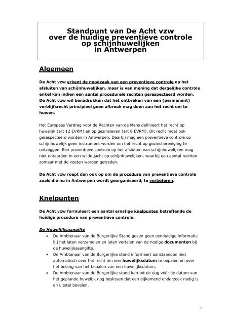 nota schijnhuwelijken - De8