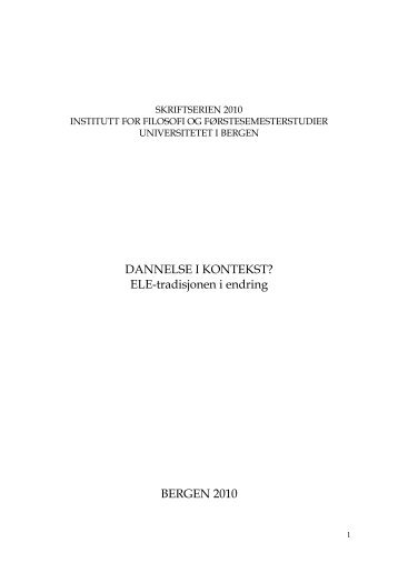 DANNELSE_I _KONTEKST_? - (BORA) - UiB - Universitetet i Bergen