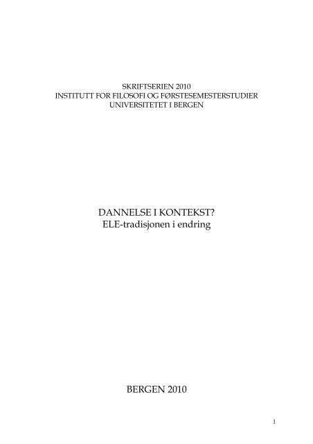 DANNELSE_I _KONTEKST_? - (BORA) - UiB - Universitetet i Bergen