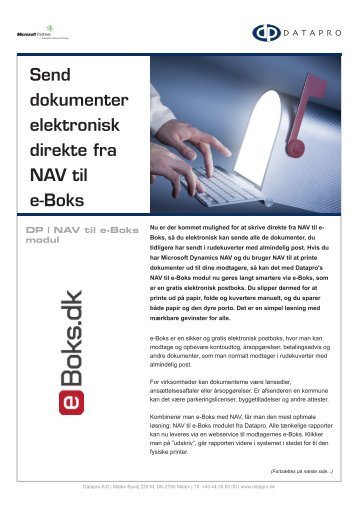 Send dokumenter elektronisk direkte fra NAV til e-Boks - Datapro