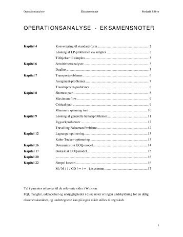 Operations Research - applications and algorithms - bennike.org