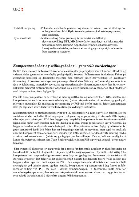 Innfasing av senteret Physics of Geological Processes - Det ...