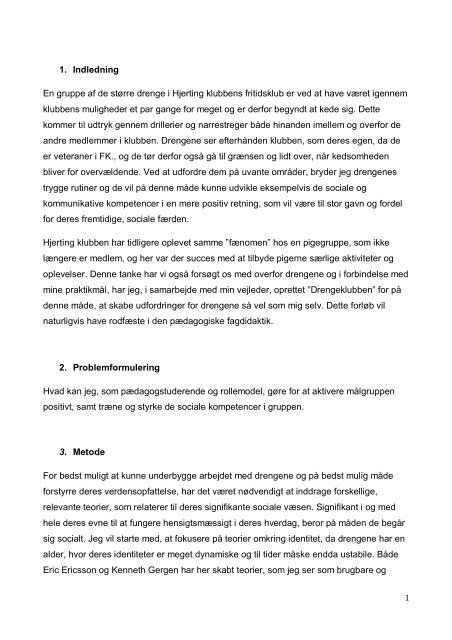 Projektbeskrivelse, konklusion og perspektivering. - hjertingklubben.dk