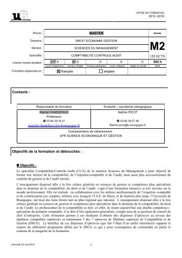 Fiche filière du M2 CCA - Les formations à l'université de Bourgogne