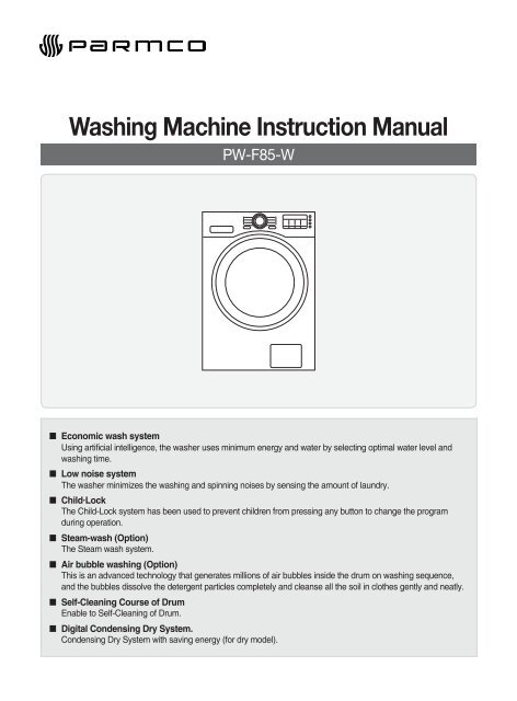 Washing Machine Instruction Manual - Parmco