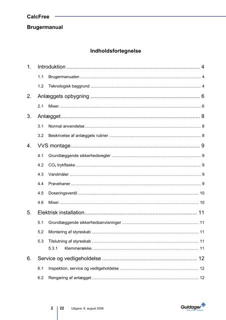 CalcFree Brugermanual - Guldager