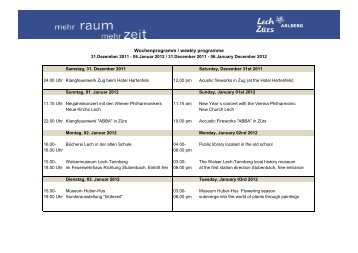 Wochenprogramm / weekly programme - Lech-Zürs