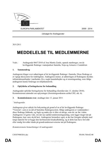 DA DA MEDDELELSE TIL MEDLEMMERNE - Europa