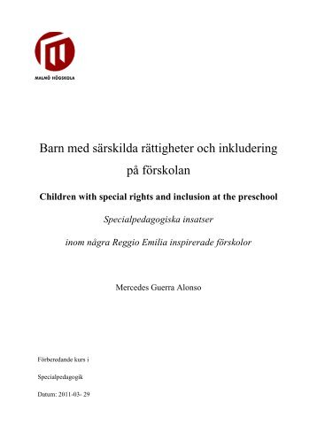 Barn med särski ... g på förskolan-sistav..pdf - MUEP - Malmö högskola