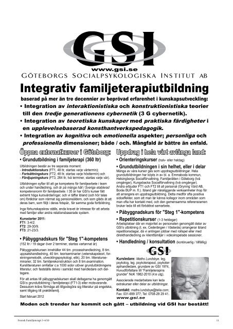 SFT – Svensk Familjeterapi nr 3-4 2010 - Svenska föreningen för ...