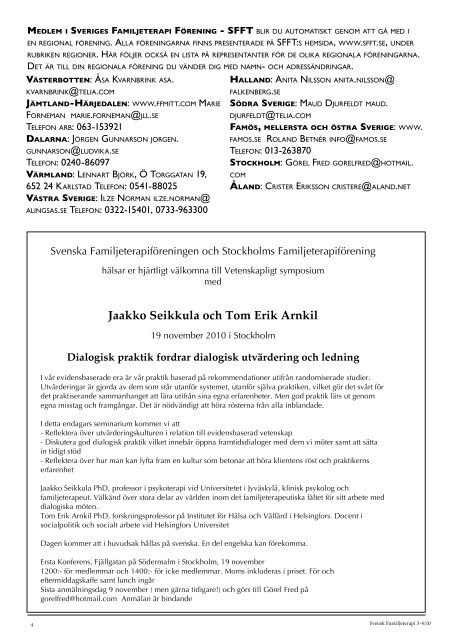 SFT – Svensk Familjeterapi nr 3-4 2010 - Svenska föreningen för ...