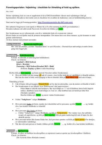 Foreningsportalen: Vejledning / checkliste for tilmelding af hold og ...