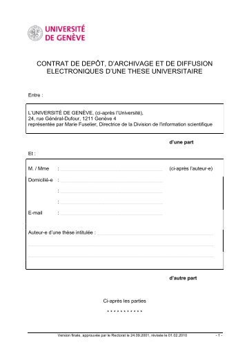 Contrat de diffusion des thèses - Archive ouverte UNIGE - Université ...
