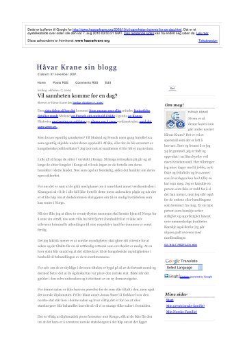 Håvar Krane sin blogg