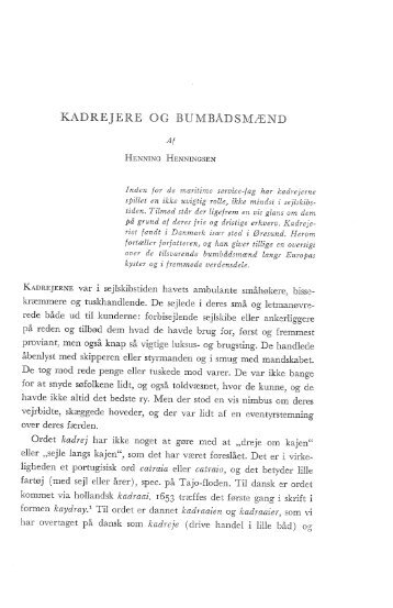 KADREJERE OG BUMBÅDSMÆND - Handels- og Søfartsmuseet