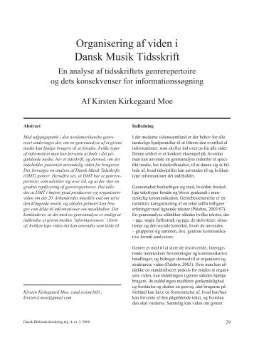 Organisering af viden i Dansk Musik Tidsskrift