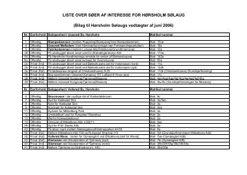LISTE OVER SØER AF INTERESSE FOR HØRSHOLM SØLAUG ...