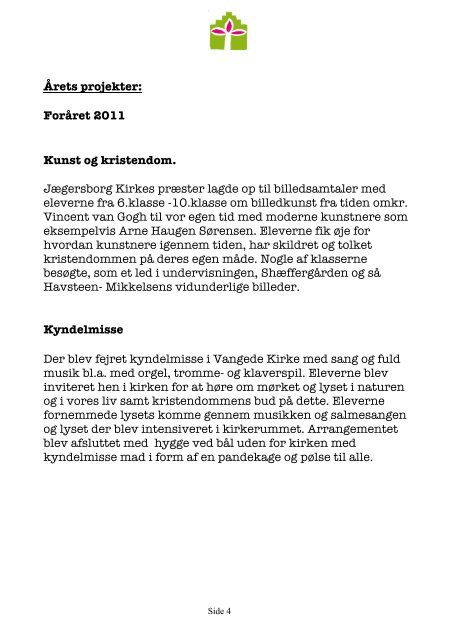 Folkekirkens Skoletjeneste i Gentofte Årsberetning 2011