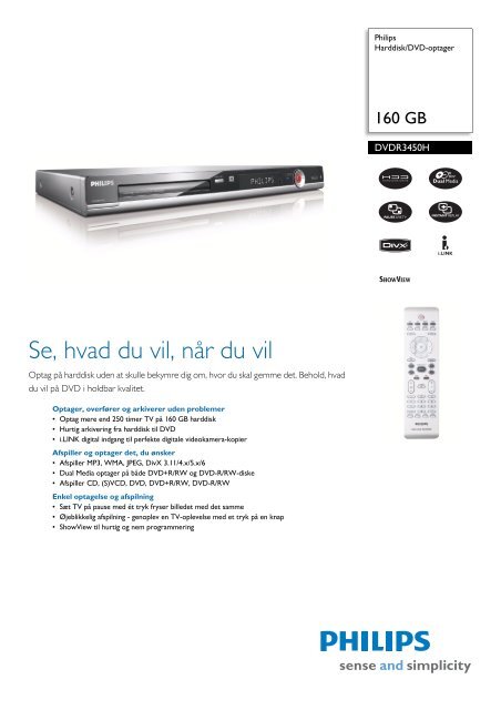 DVDR3450H/58 Philips Harddisk/DVD-optager