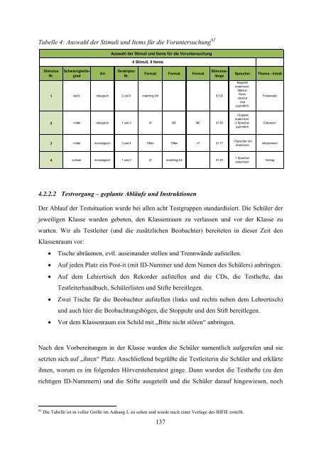 Masterarbeit Hörverstehen - Bifie