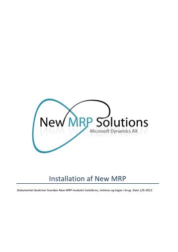 Installation af New MRP - New MRP Solutions