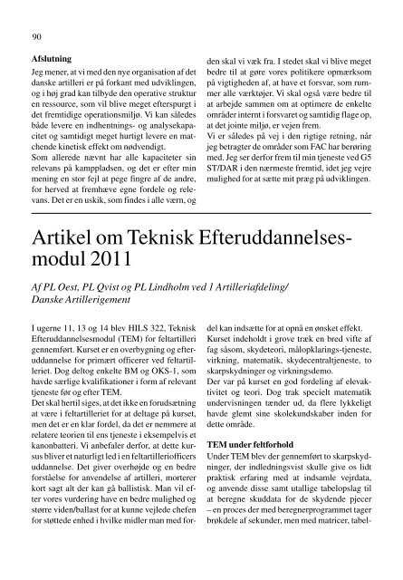 DAT nr. 3 - 2011 - Artilleriofficersforeningen