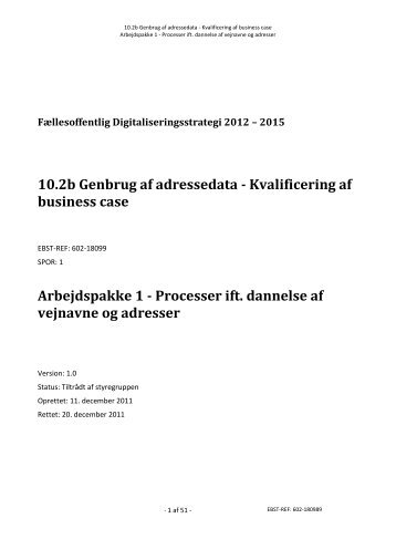 Arbejdspakke 1 - Processer ift. dannelse af vejnavne og adresser