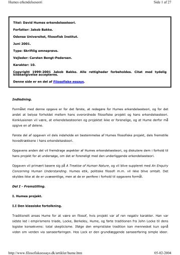 Side 1 af 27 Humes erkendelseseori 05-02-2004 http://www ...