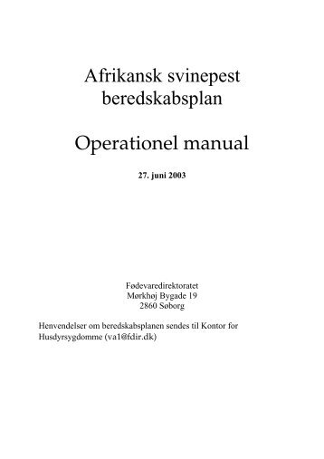 Afrikansk svinepest manual af juni 2003